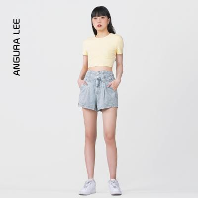 春夏新款經(jīng)典水洗淺藍女裝高腰短褲